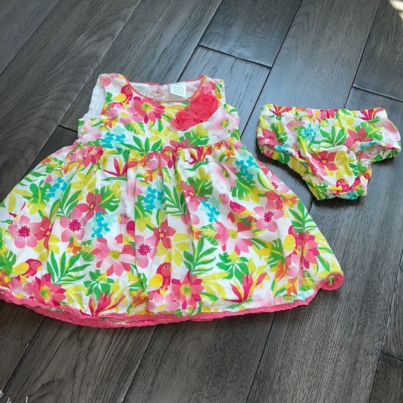 Koala baby tropical floral, summer dress with matching diaper cover - Picture 1 of 5
